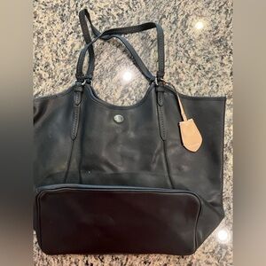 Coach Black Leather Tote Bag